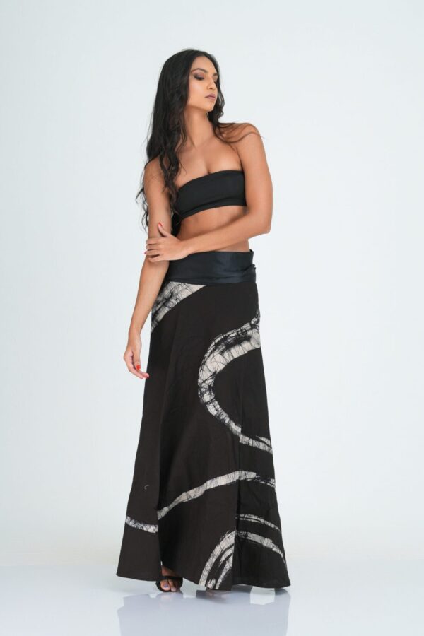 Demi Black and White Batik Wrap Skirt