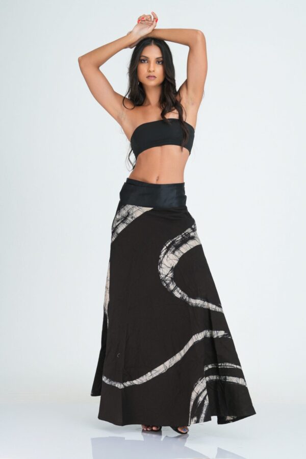 Demi Black and White Batik Wrap Skirt