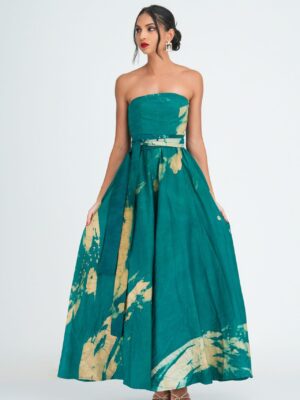 Amira Green Batik Strapless Maxi Dress
