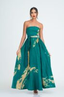 Amira Green Batik Strapless Maxi Dress