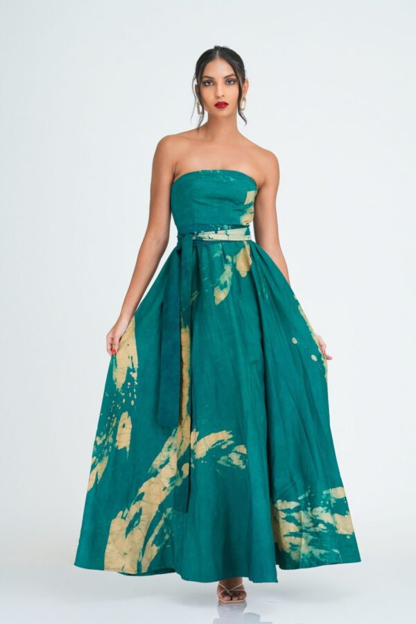 Amira Green Batik Strapless Maxi Dress
