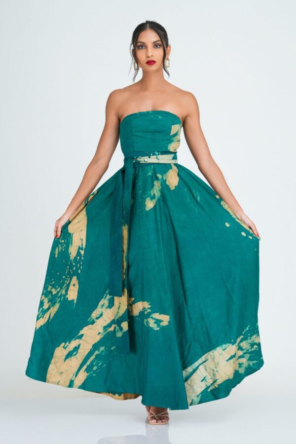 Amira Green Batik Strapless Maxi Dress