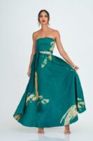 Amira Green Batik Strapless Maxi Dress