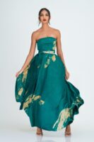 Amira Green Batik Strapless Maxi Dress