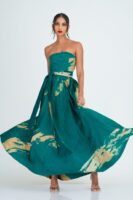 Amira Green Batik Strapless Maxi Dress