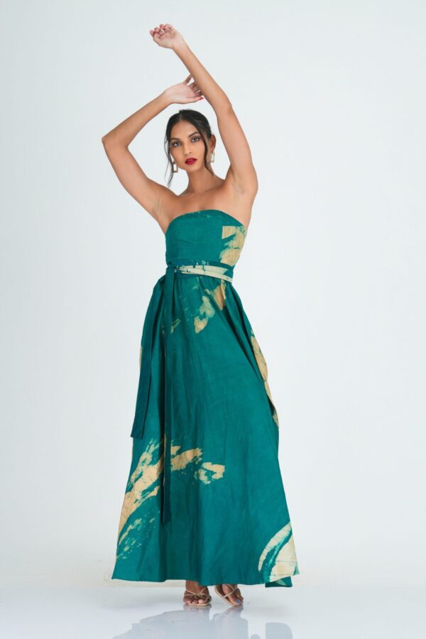 Amira Green Batik Strapless Maxi Dress