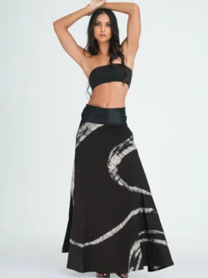 Demi Black and White Batik Wrap Skirt