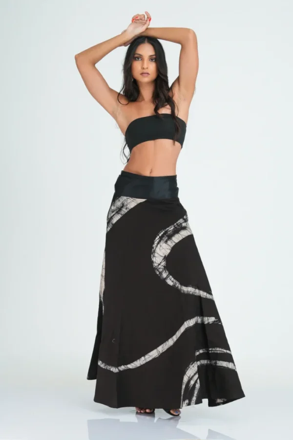 Demi Black and White Batik Wrap Skirt