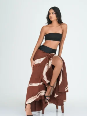Talia Brown Batik Wrap Skirt
